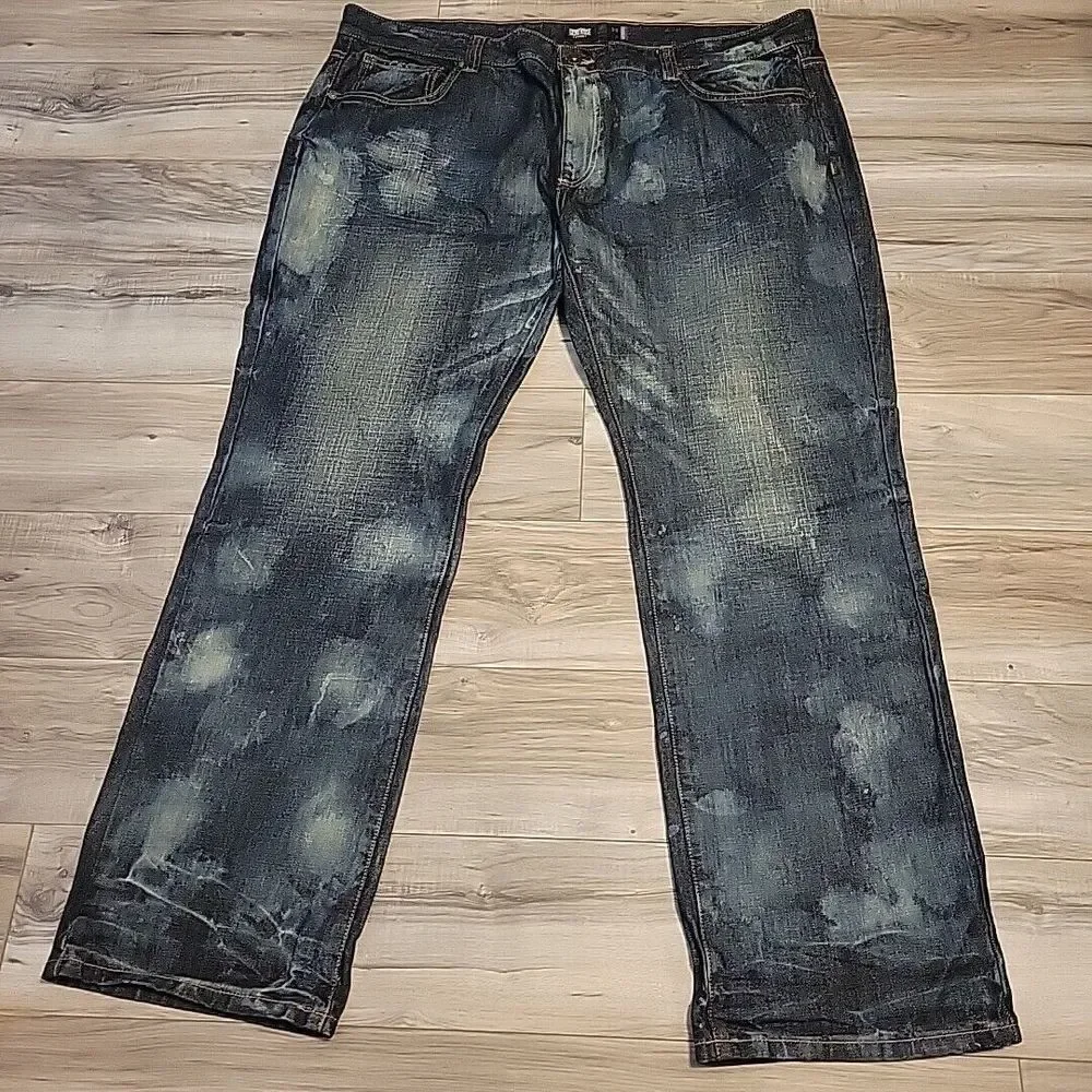 Grindhouse Jeans Mens‎ 48x34 Blue Denim Distressed Silm Straight Fit